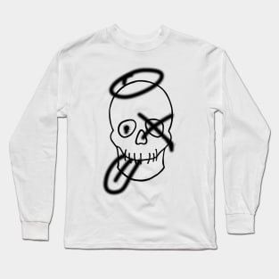 Skull graffiti - Black and White Long Sleeve T-Shirt